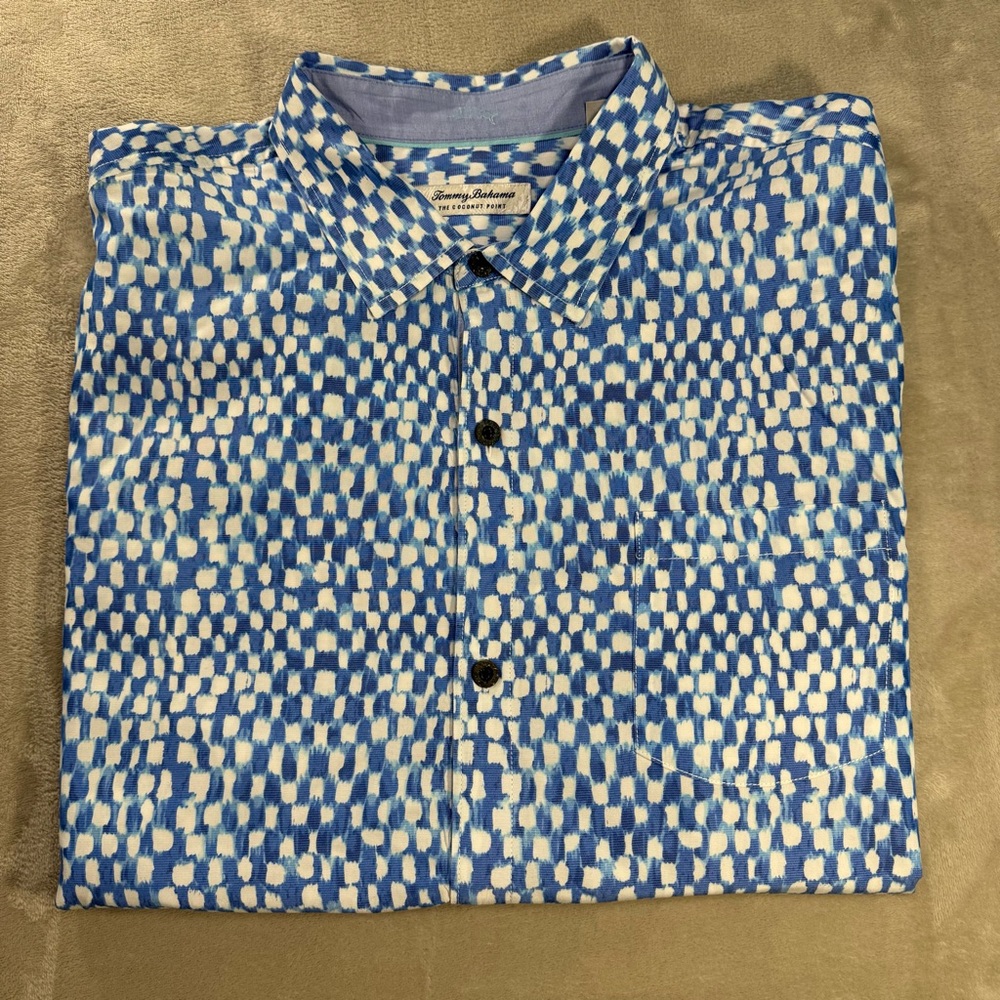 Tommy Baham Coconut Point Sandbar Geo Camp Shirt Island Zone Sz 2XL